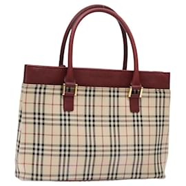Borsa a mano in tela beige con motivo Nova Check Burberry oro Auth 137524