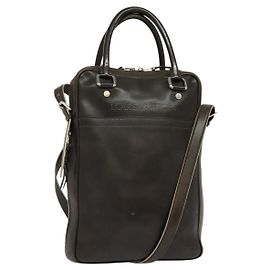 LOUIS VUITTON Leder Bequia Vertikaler Dokumententasche Dunkelbraun LV Auth 129732