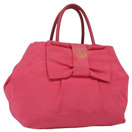PRADA Borsa a mano in nylon rosa oro Auth 139304