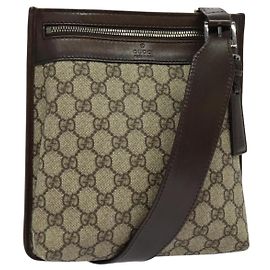 GUCCI GG Supreme Shoulder Bag PVC Beige Silver 92562 Auth yk19235