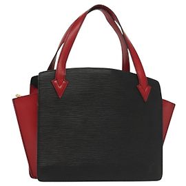 LOUIS VUITTON Epi Bicolor Varenne Hand Bag Black Red M52387 LV Auth 139124