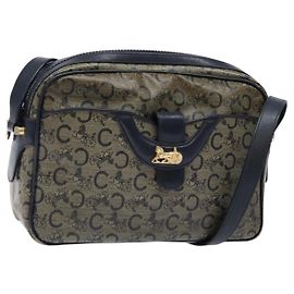 Céline Borsa a Spalla Celine C Sulky PVC Blu Navy Oro Auth 138826
