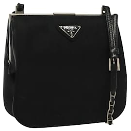 Borsa a Spalla PRADA in Nylon Pelle Nera Argento Autentica 137290