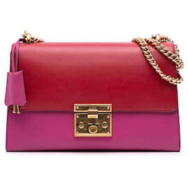 Borsa a spalla Padlock in pelle bicolore rosa medio Gucci