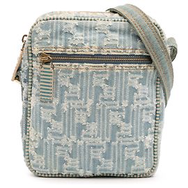 Borsa a tracolla in denim blu Zucca Fendi
