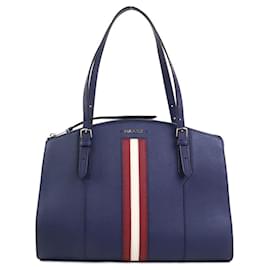 Borsa a Spalla in Pelle Blu Navy Bally