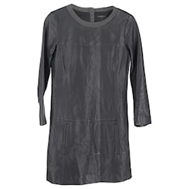 Vestido Mini de Manga Larga Jeselia en Cuero Negro de Theory