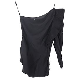 Top asimmetrico con volantini in viscosa nera di Isabel Marant Étoile