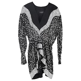Vestido Mini de Chiffon Negro Embellecido con Lentejuelas Isabel Marant Caldes