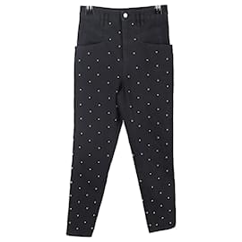 Jeans a vita alta in cotone nero con decorazioni in metallo Isabel Marant