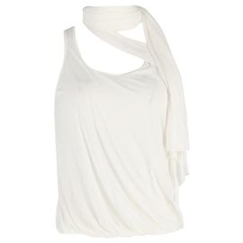 Tanktop aus weißem Modal mit Drapierungsdetail von Alexander McQueen