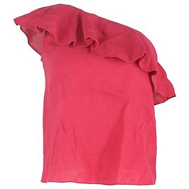 Top de um ombro Etoile Isabel Marant em linho rosa