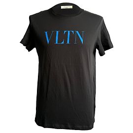 Valentino Garavani Camiseta de algodão preta com logo VLTN da Valentino