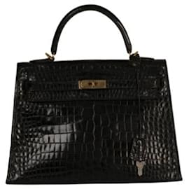 Borsa Hermès, modello Kelly Crocodile Nero.
