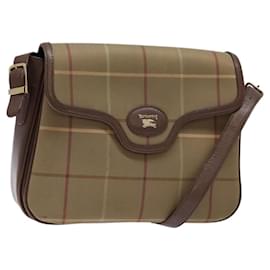 Borsa a spalla in pelle e tela Nova Check di Burberrys beige e oro Auth bs28750 - Autre Marque