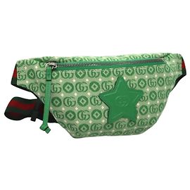 Borsa per Bambini Sherry Line in Tela e Pelle Verde Argento GUCCI 502095 Auth 138554
