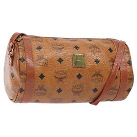 Borsa a Spalla MCM Logogram Vicetos in Pelle PVC Marrone Oro Auth th6240