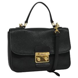 Borsa a mano Miu Miu in pelle 2 in 1 nera e oro Auth 138148