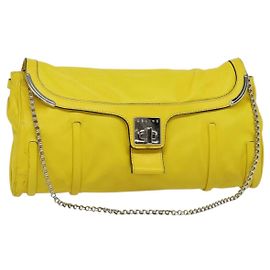 Céline CELINE Ketten-Schultertasche aus Leder in Gelb Silber authentisch 138823