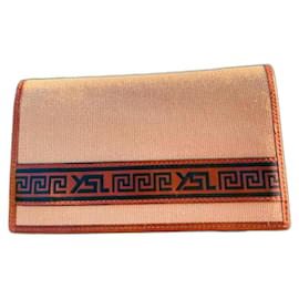 Portefeuille Yves Saint Laurent en toile beige et cuir