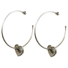 Orecchini cerchio acciaio argento DOLCE & GABBANA cuore con swarovski