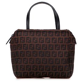Borsa a mano mini Zucchino in tela marrone Fendi