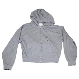Céline graue Sweatjacke mit Reißverschluss und weißem Logo