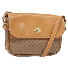 Gucci Borsa a spalla Micro GG Supreme in PVC Beige Oro Auth ki5939