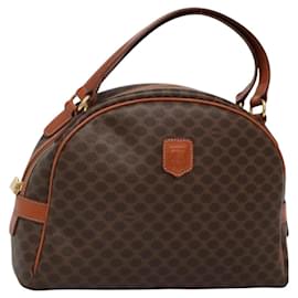 Céline Borsa a mano in tela Macadam CELINE in pelle PVC marrone oro Auth ki5919