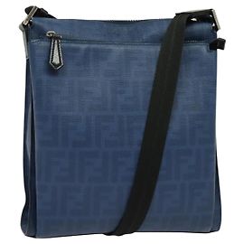 Borsa a spalla in tela Zucca FENDI PVC blu argento autentica bs28711
