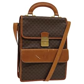 Céline Borsa a Spalla in Tela Macadam CELINE in Pelle PVC Marrone Oro Auth bs28466
