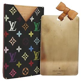 LOUIS VUITTON Multicolor Etui Miroir Hand Mirror Black M92651 LV Auth 137389