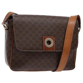 Céline Borsa a Spalla in Tela Macadam CELINE in Pelle PVC Marrone Oro Auth 139442