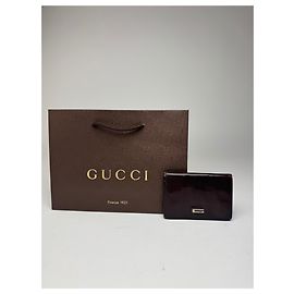 Porte-cartes en cuir Gucci vintage marron