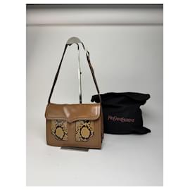 Bolso de serpiente de cuero vintage Yves Saint Laurent marrón