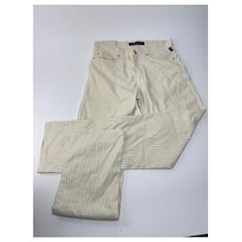 Pantalones vintage Versace rayados en blanco y beige M