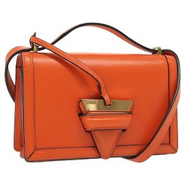 Borsa a Spalla LOEWE Barcellona in Pelle Arancione Auth BA4778