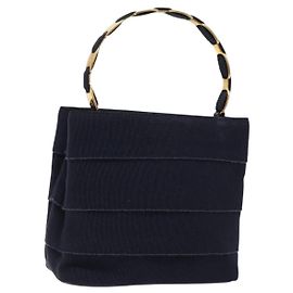 Borsa Vala in tela nera e oro Auth 138464 di Salvatore Ferragamo
