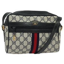 Sac à bandoulière Gucci GG Supreme Sherry Line PVC Marine Or 32 02 004 Auth 139167