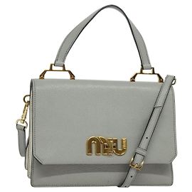 Borsa a mano Miu Miu in pelle 2 vie grigia oro Auth yk19199V