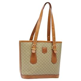 Céline CELINE Macadam Canvas Tote Bag Beige Gold Auth 139102