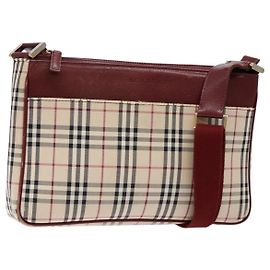 Burberry Borsa a Spalla Nova Check in Tela Beige Argento Autentica th6249