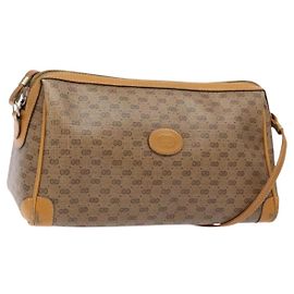 Gucci Bolso de Hombro Micro GG Supreme PVC Beige Dorado Auth bs28631