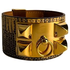 Colar de Cão 21 Ombre Pulseira de Couro Exótico Lizard Bicolor - Hermès