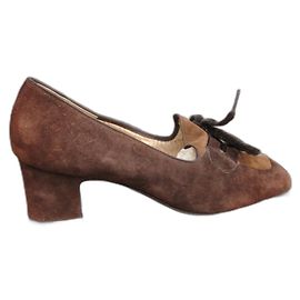 Autre Marque Ballerine in pelle di cervo marrone scuro