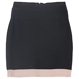 Herve Leger Mini-Bleistiftrock in Schwarz und Beige Rayon
