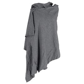 Yohji Yamamoto Kapuzenponcho aus grauer Wolle