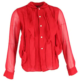 Blusa de botones Frille de Comme des Garçons en seda roja - Comme Des Garcons