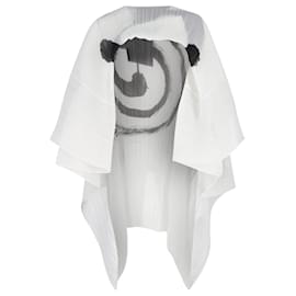 Bedruckte Issey Miyake-Cape aus weißem Polyester
