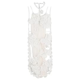 Vestido midi de malha com aplique floral Simone Rocha em poliéster branco